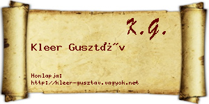 Kleer Gusztáv névjegykártya